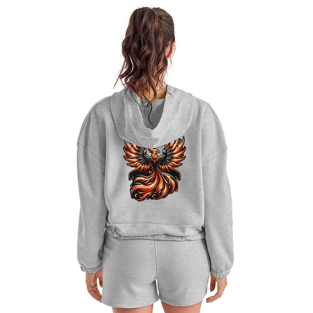 Women’s Phoenix Graphic Cropped Hoodie with Logo - heather gray