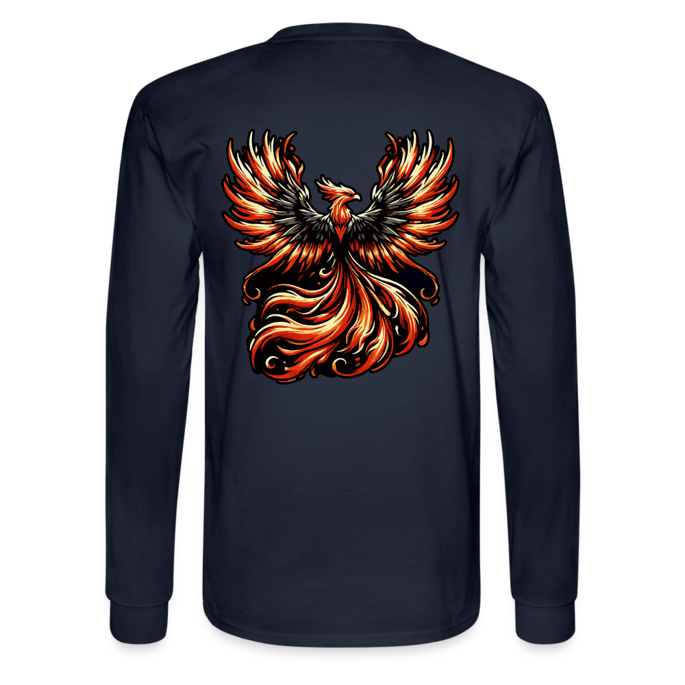 Men's Phoenix Graphic Long Sleeve Shirt with Logo - navy