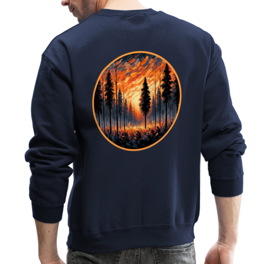 Orange Forest Sunset Crewneck Sweatshirt with Logo - navy