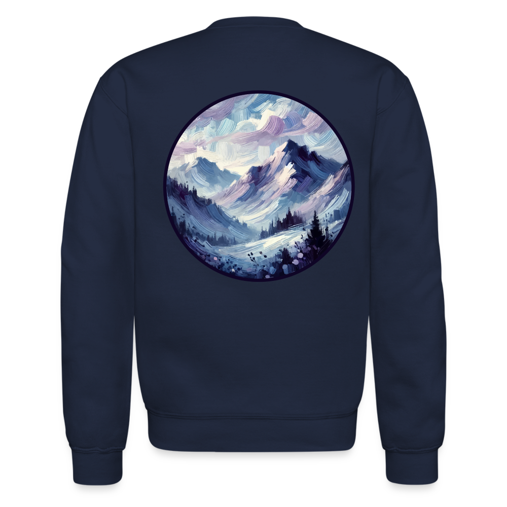 Lavender Blue Mountain Range Crewneck Sweatshirt with Logo - navy