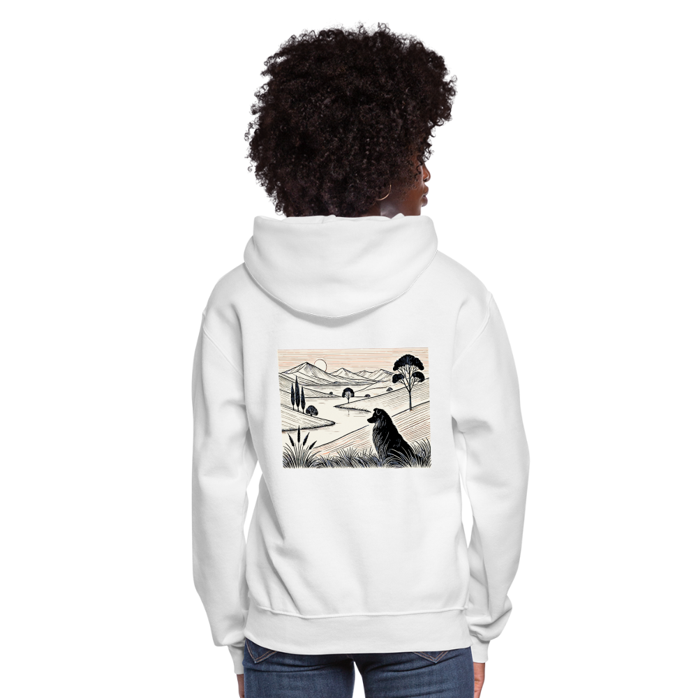 Women's Australian Shepherd Prairie Graphic Hoodie with Logo - white