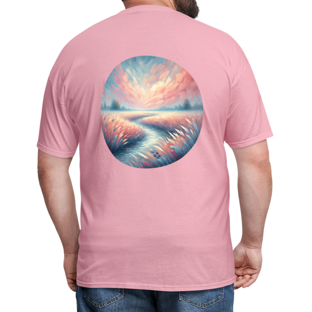 River Meadow Graphic Unisex Classic T-Shirt with Logo - pink