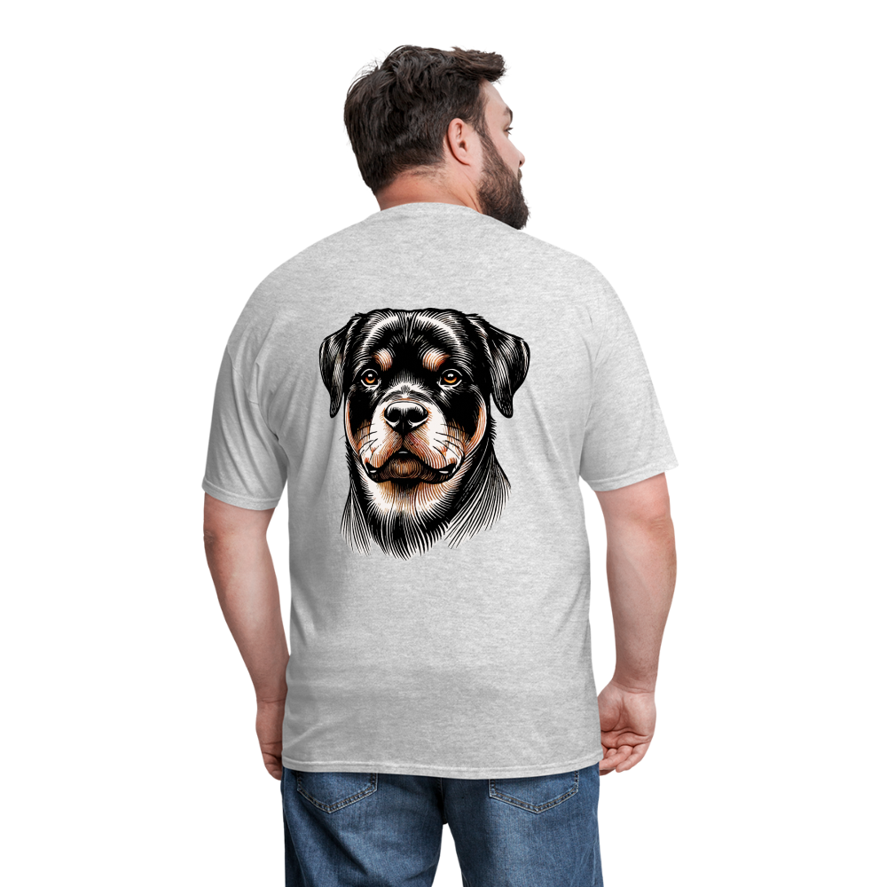 Fine Line Rottweiler Graphic Unisex Classic T-Shirt with Logo - heather gray