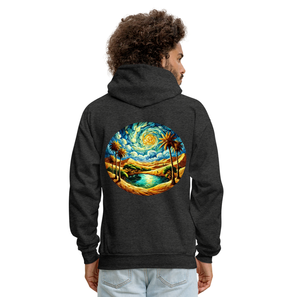 Men's Desert Oasis Graphic Hoodie with Logo - charcoal grey