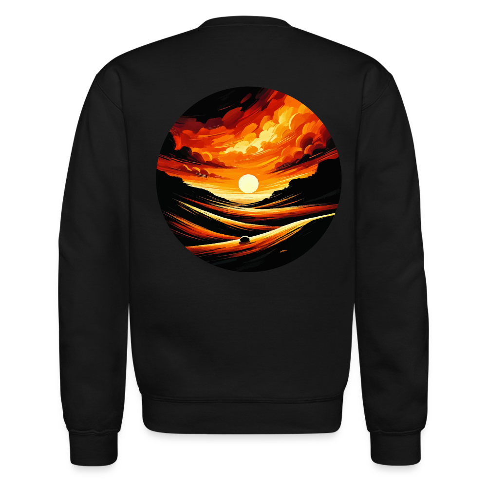 Desert Sunset Graphic Crewneck Sweatshirt with Logo - black