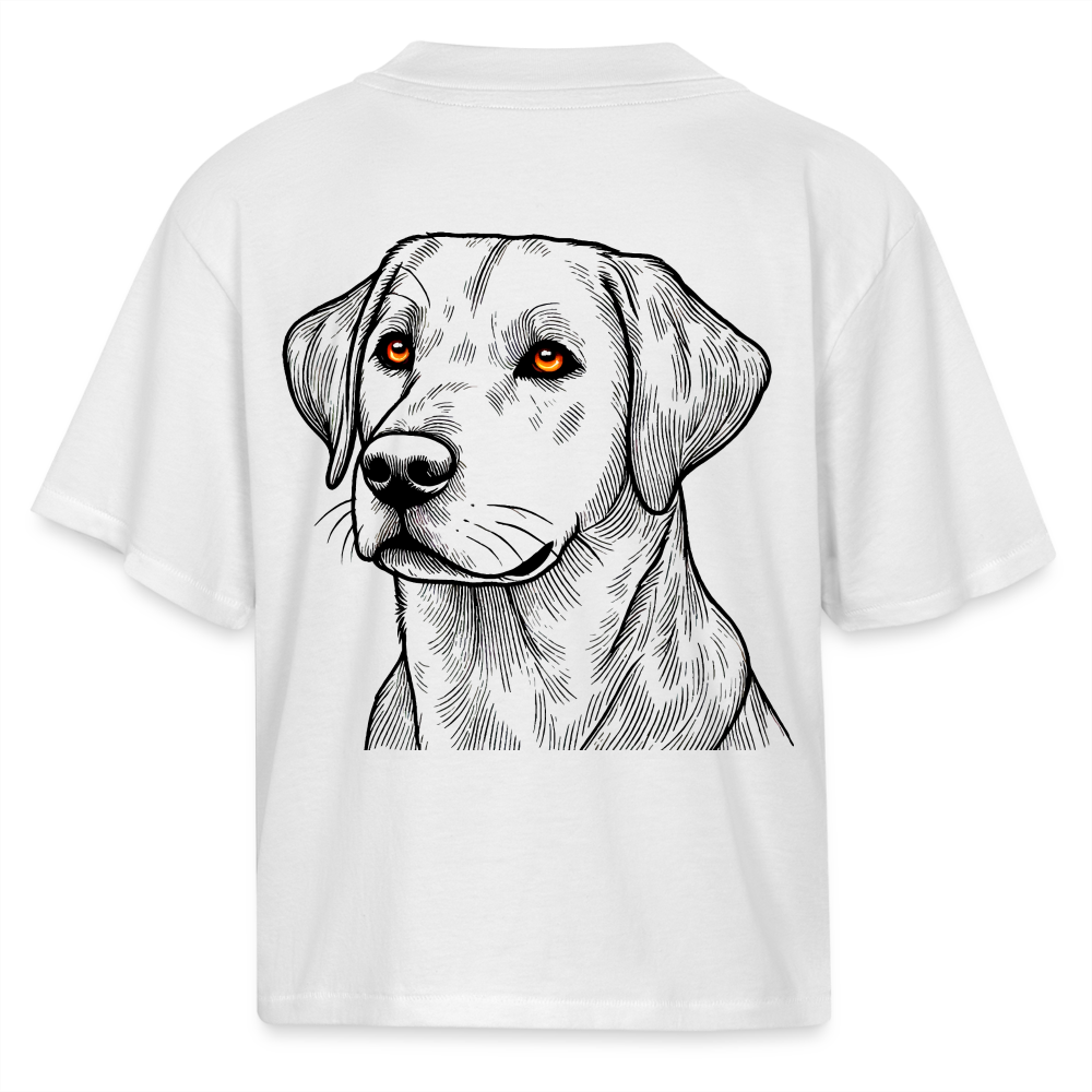 Women's Fine Line Labrador Graphic Boxy Tee with Logo - white