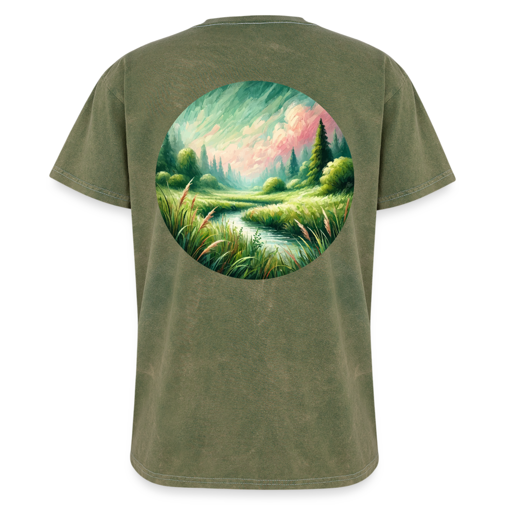 Meadow Graphic Unisex Mineral Wash T-shirt with Logo - mineral green