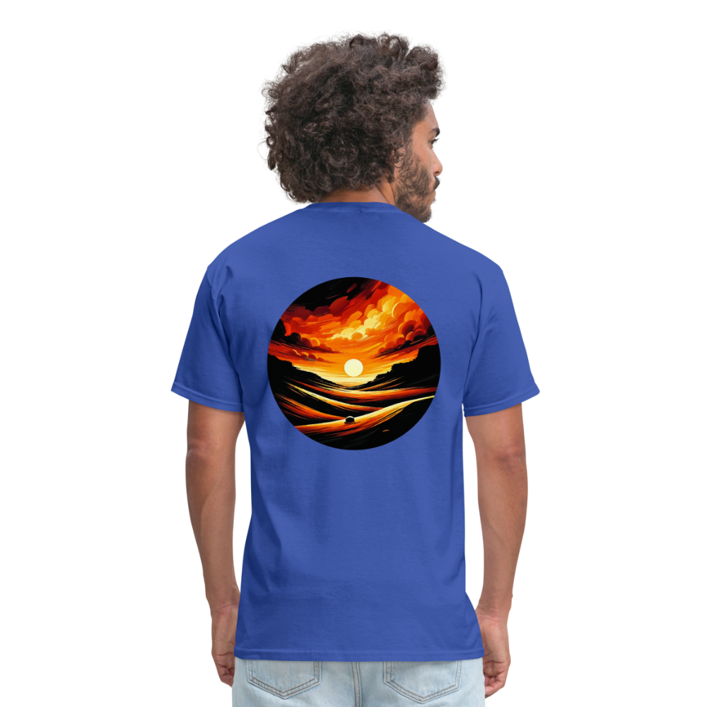 Desert Sunset Graphic Unisex Classic T-Shirt with Logo - royal blue