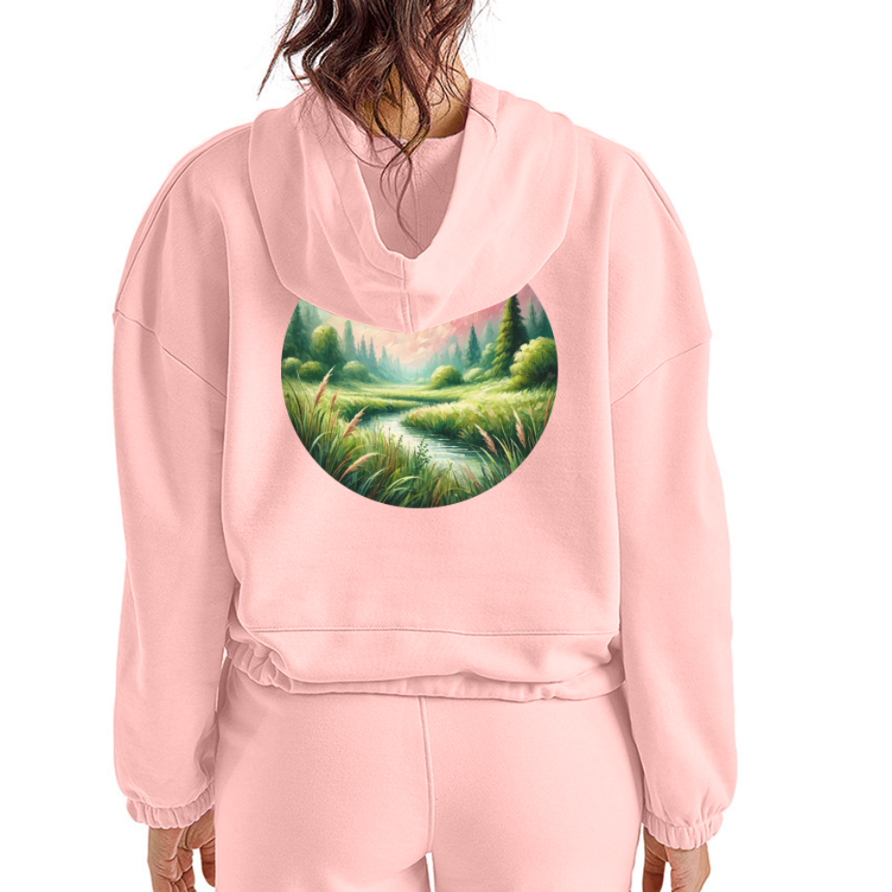 Women’s Meadow Graphic Cropped Hoodie with Logo - light pink