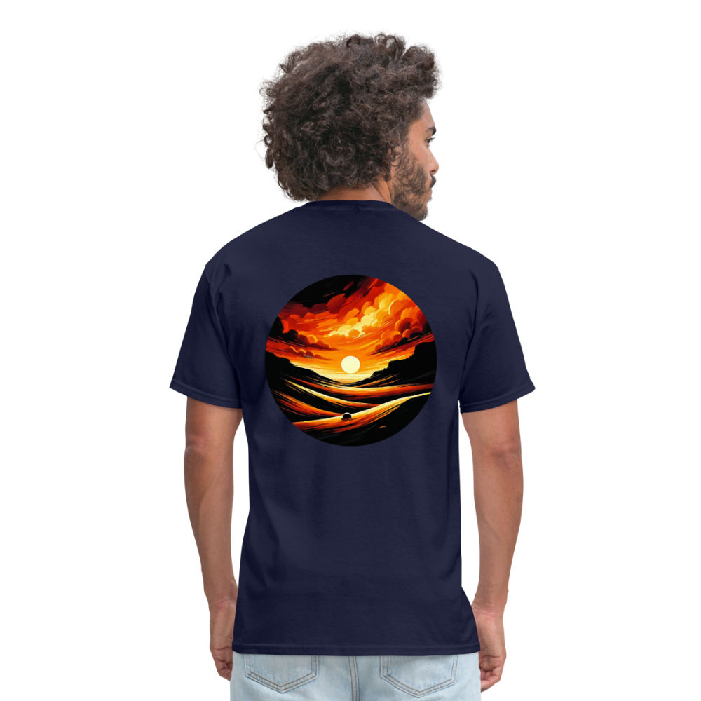 Desert Sunset Graphic Unisex Classic T-Shirt with Logo - navy