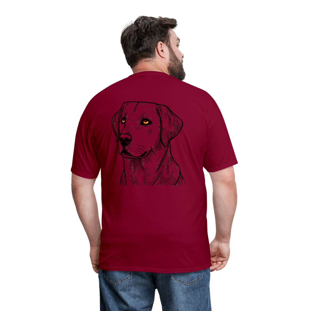 Fine Line Labrador Graphic Unisex Classic T-Shirt with Logo - burgundy