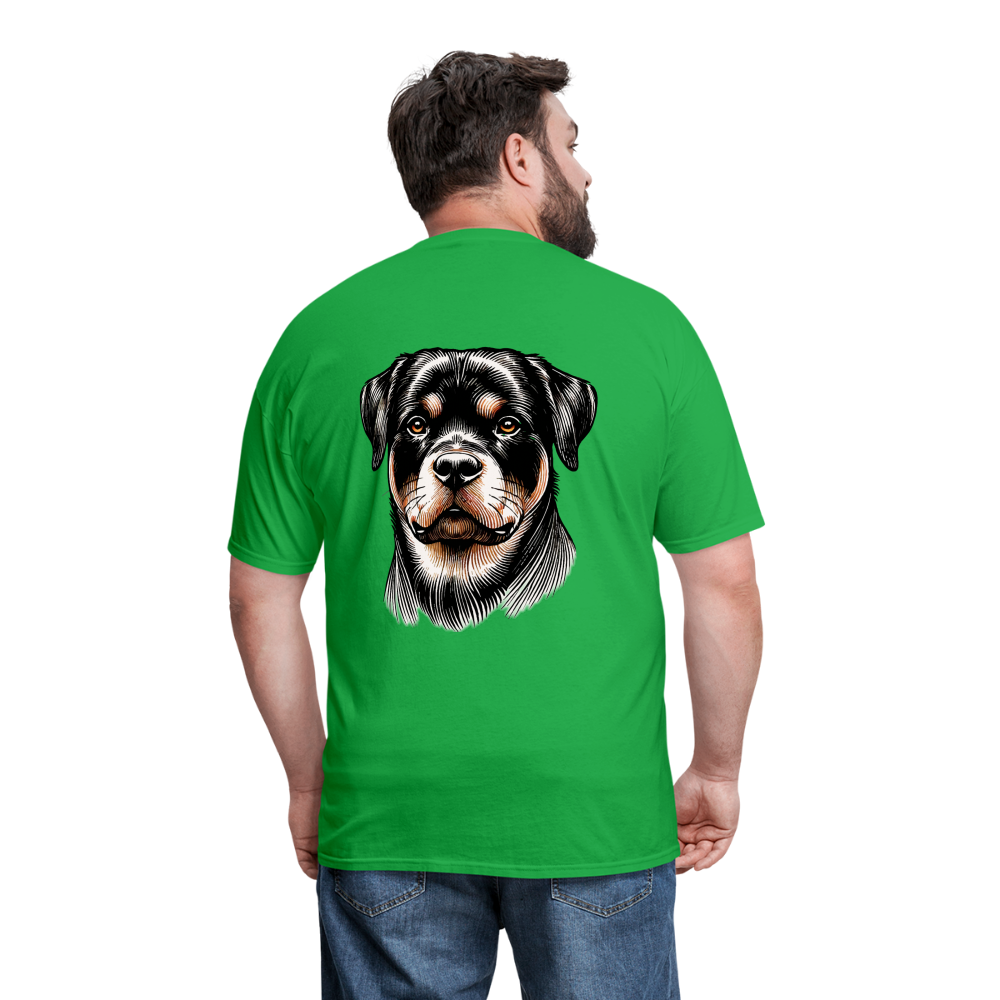 Fine Line Rottweiler Graphic Unisex Classic T-Shirt with Logo - bright green