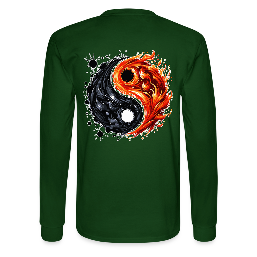 Men's Official Ink and Ember  Yin and Yang Long Sleeve Shirt with Logo - forest green