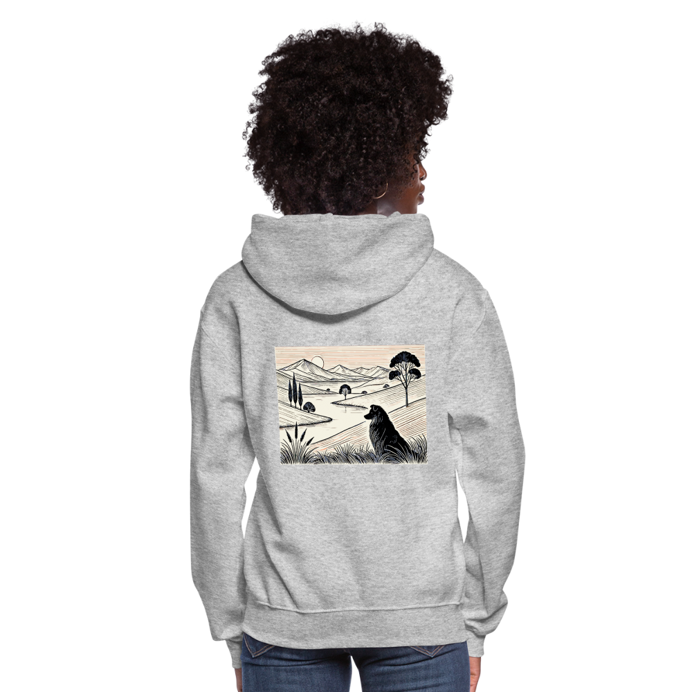 Women's Australian Shepherd Prairie Graphic Hoodie with Logo - heather gray