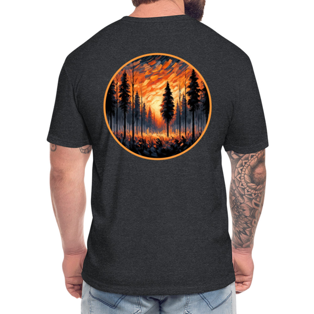 Orange Forest Sunset Graphic Unisex Fitted Cotton/Poly T-Shirt with Logo - heather black