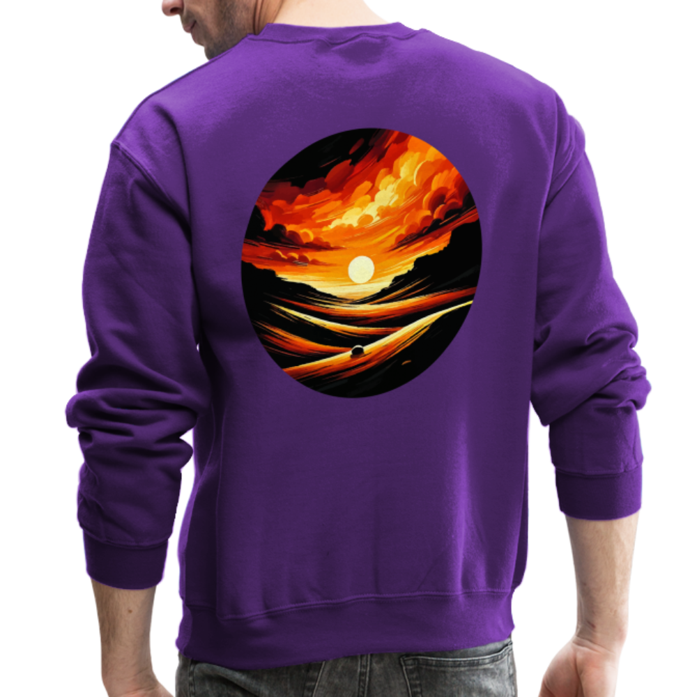 Desert Sunset Graphic Crewneck Sweatshirt with Logo - purple