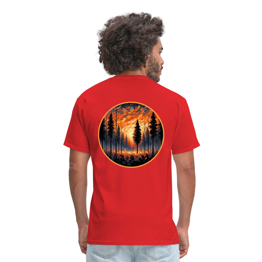 Orange Forest Sunset Unisex Classic T-Shirt with Logo - red