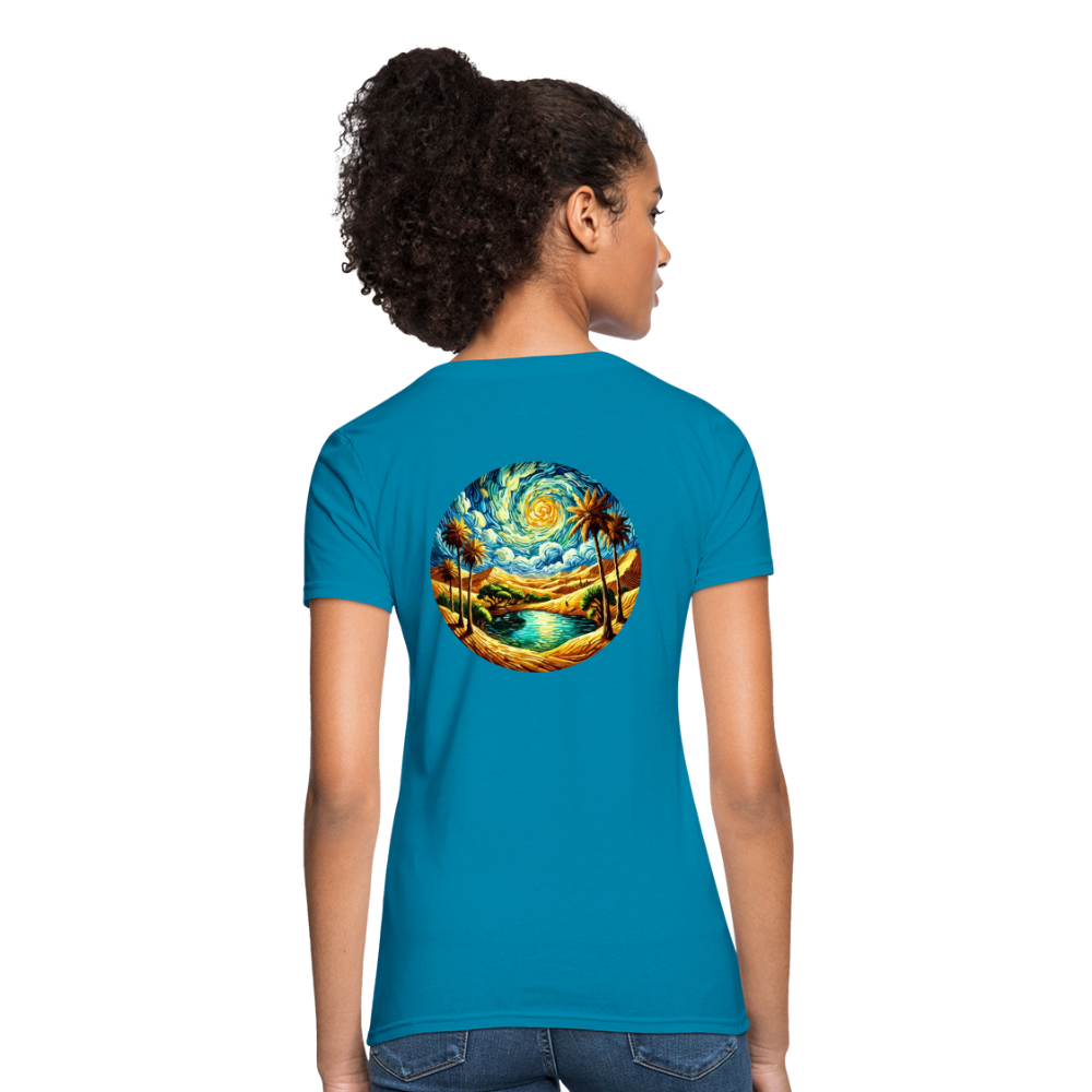 Women's Desert Oasis T-Shirt with Logo - turquoise