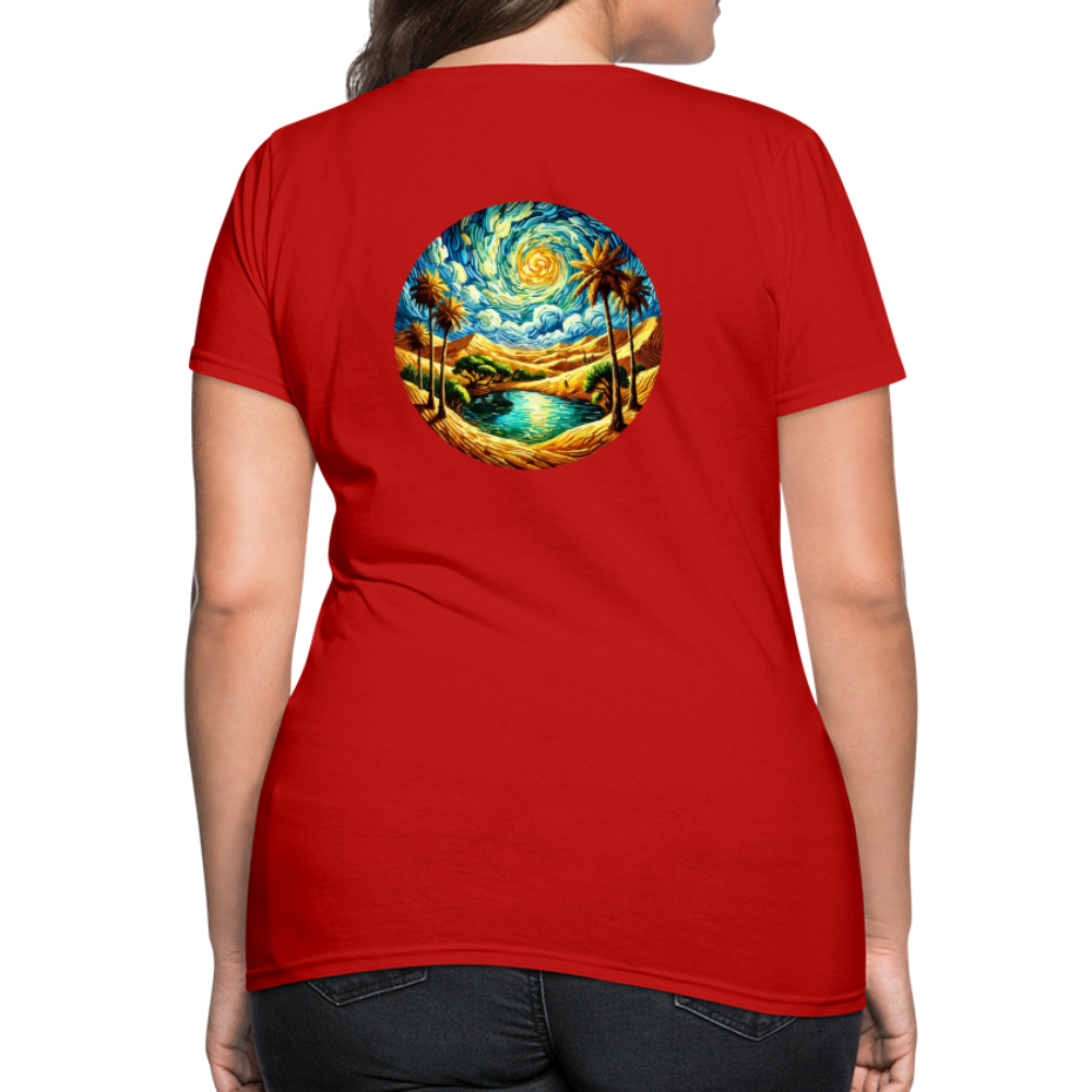 Women's Desert Oasis T-Shirt with Logo - red