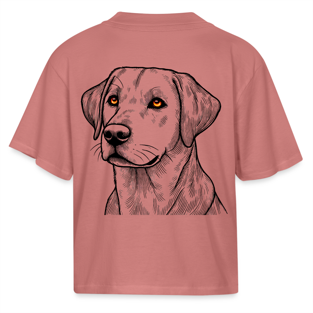 Women's Fine Line Labrador Graphic Boxy Tee with Logo - mauve