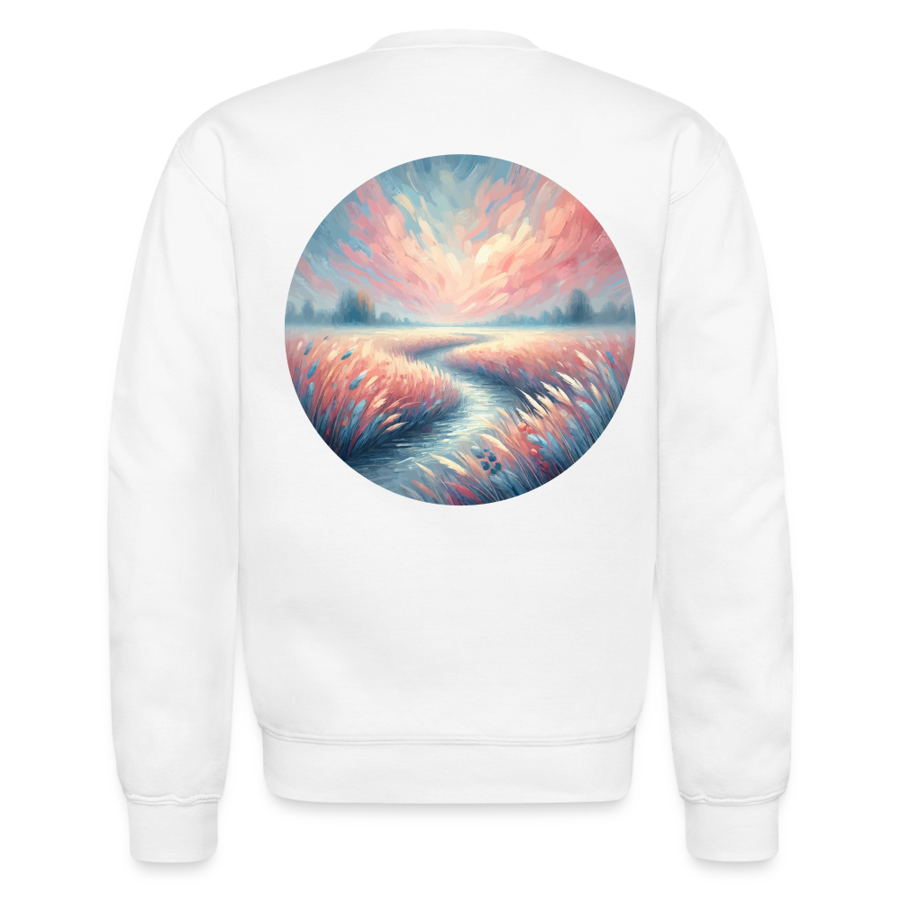 River Meadow Graphic Crewneck Sweatshirt with Logo - white