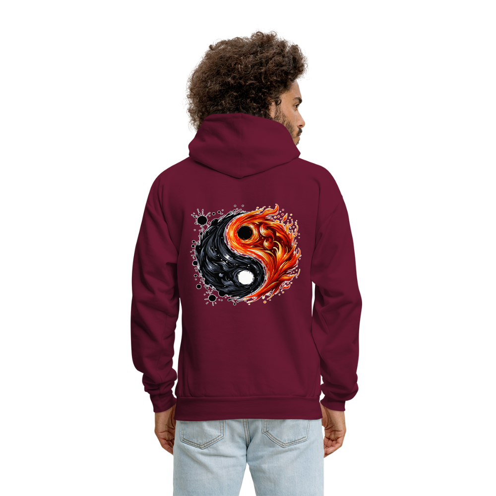 Men's Official Ink and Ember  Yin and Yang Hoodie with Logo - burgundy