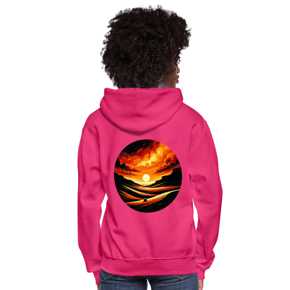 Women's Desert Sunset Graphic Hoodie with Logo - fuchsia