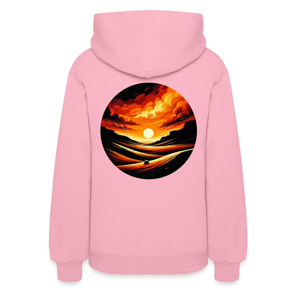 Women's Desert Sunset Graphic Hoodie with Logo - classic pink