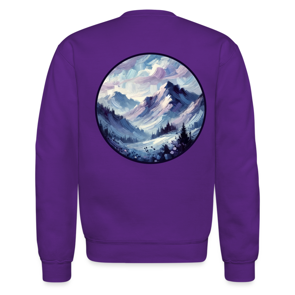 Lavender Blue Mountain Range Crewneck Sweatshirt with Logo - purple