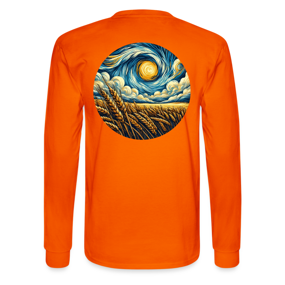 Men's Wheat Field Graphic Long Sleeve Shirt with Logo - orange