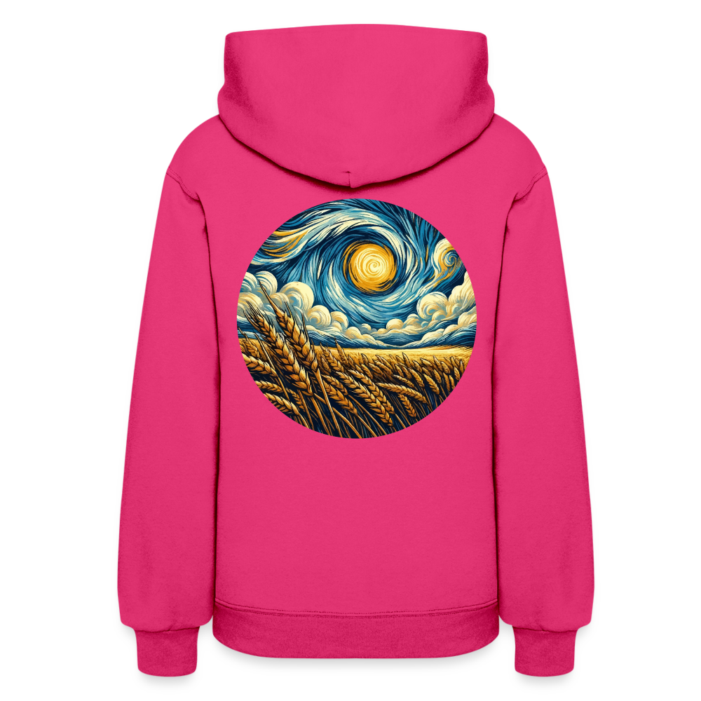 Women's Wheat Field Graphic Hoodie with Logo - fuchsia