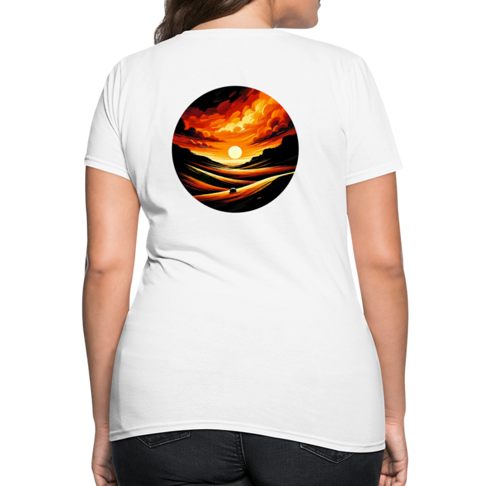 Women's Desert Sunset Graphic T-Shirt with Logo - white