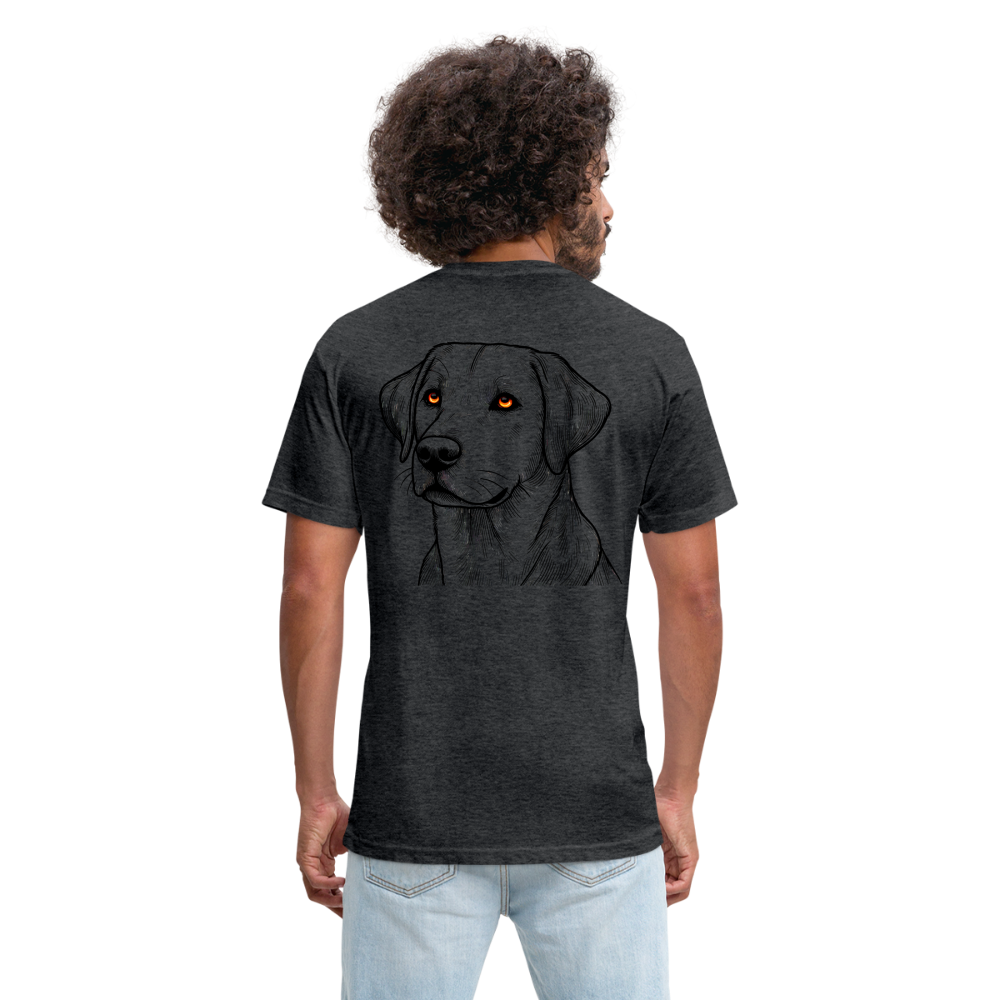 Fine Line Labrador Graphic Unisex Fitted Cotton/Poly T-Shirt with Logo - heather black