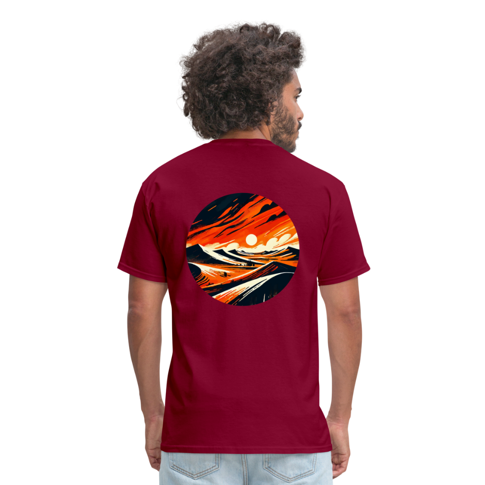 Desert Dunes Unisex Classic T-Shirt with Logo - burgundy