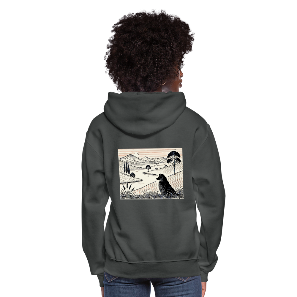 Women's Australian Shepherd Prairie Graphic Hoodie with Logo - asphalt