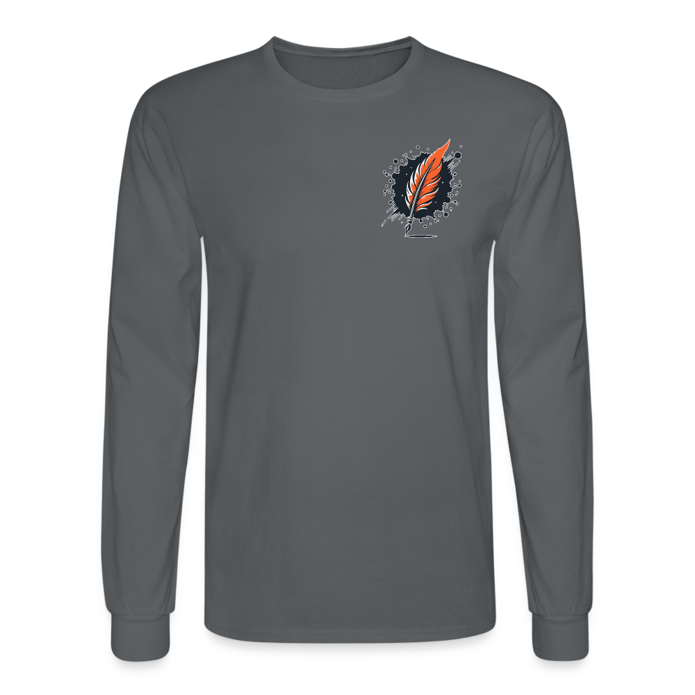 Men's Plain Long Sleeve Shirt with Logo - charcoal