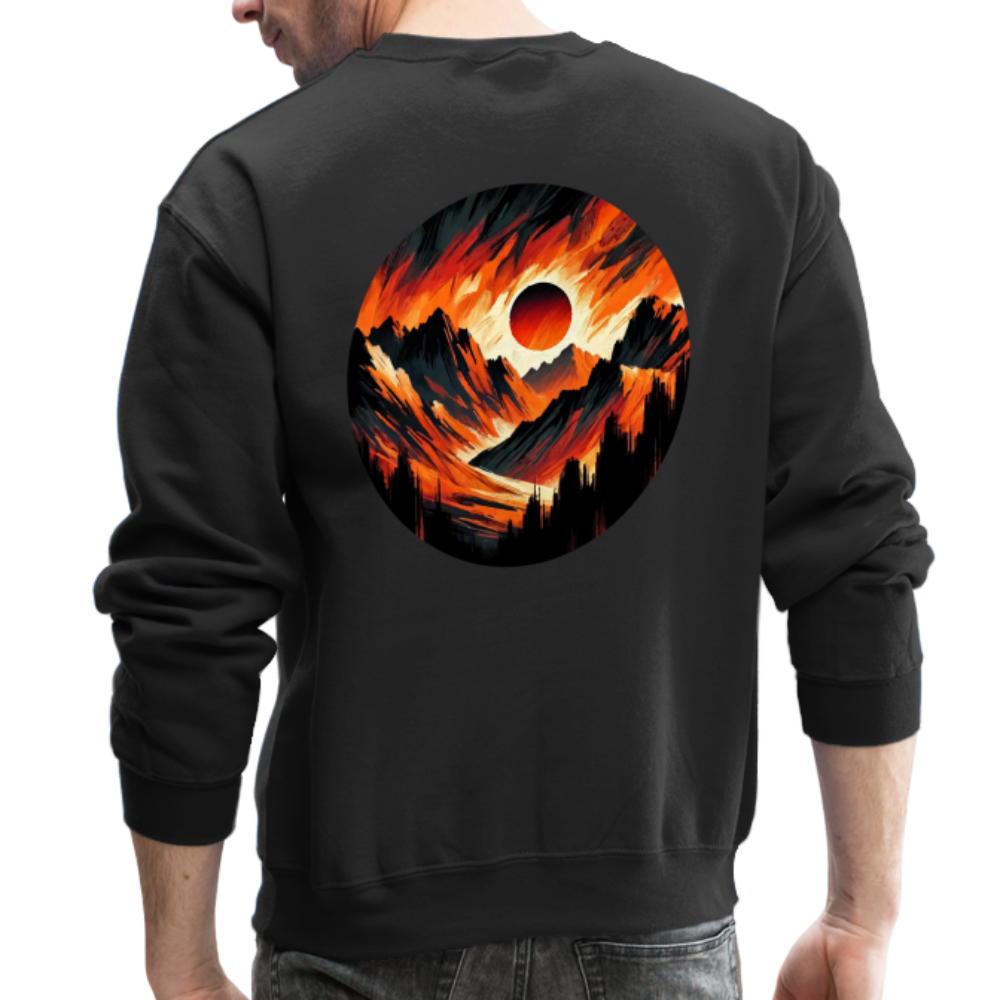 Orange and Black Mountain Range Crewneck Sweatshirt with Logo - black