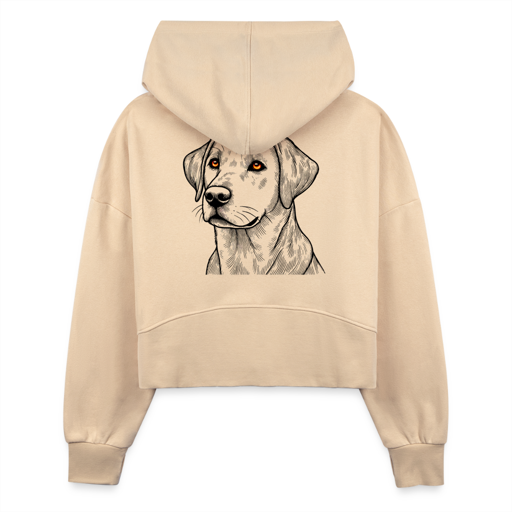 Women's Fine Line Labrador Graphic Half Zip Cropped Hoodie with Logo - nude