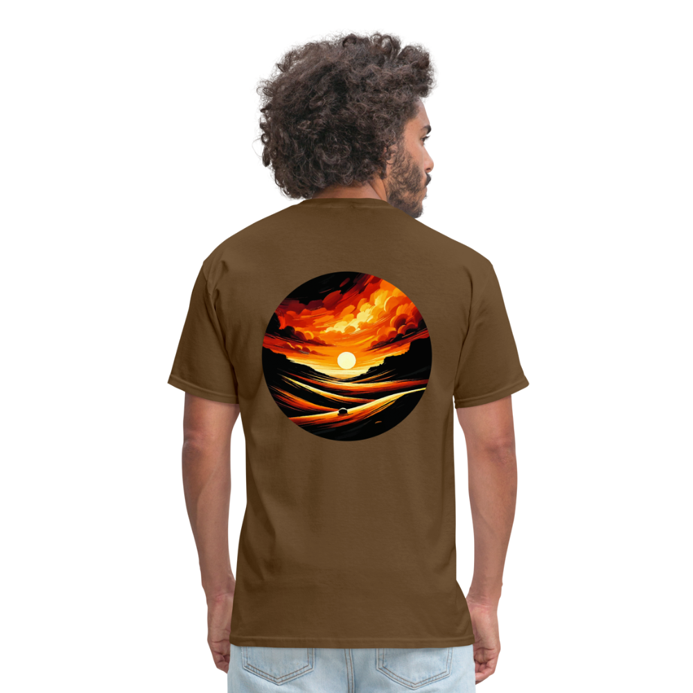 Desert Sunset Graphic Unisex Classic T-Shirt with Logo - brown