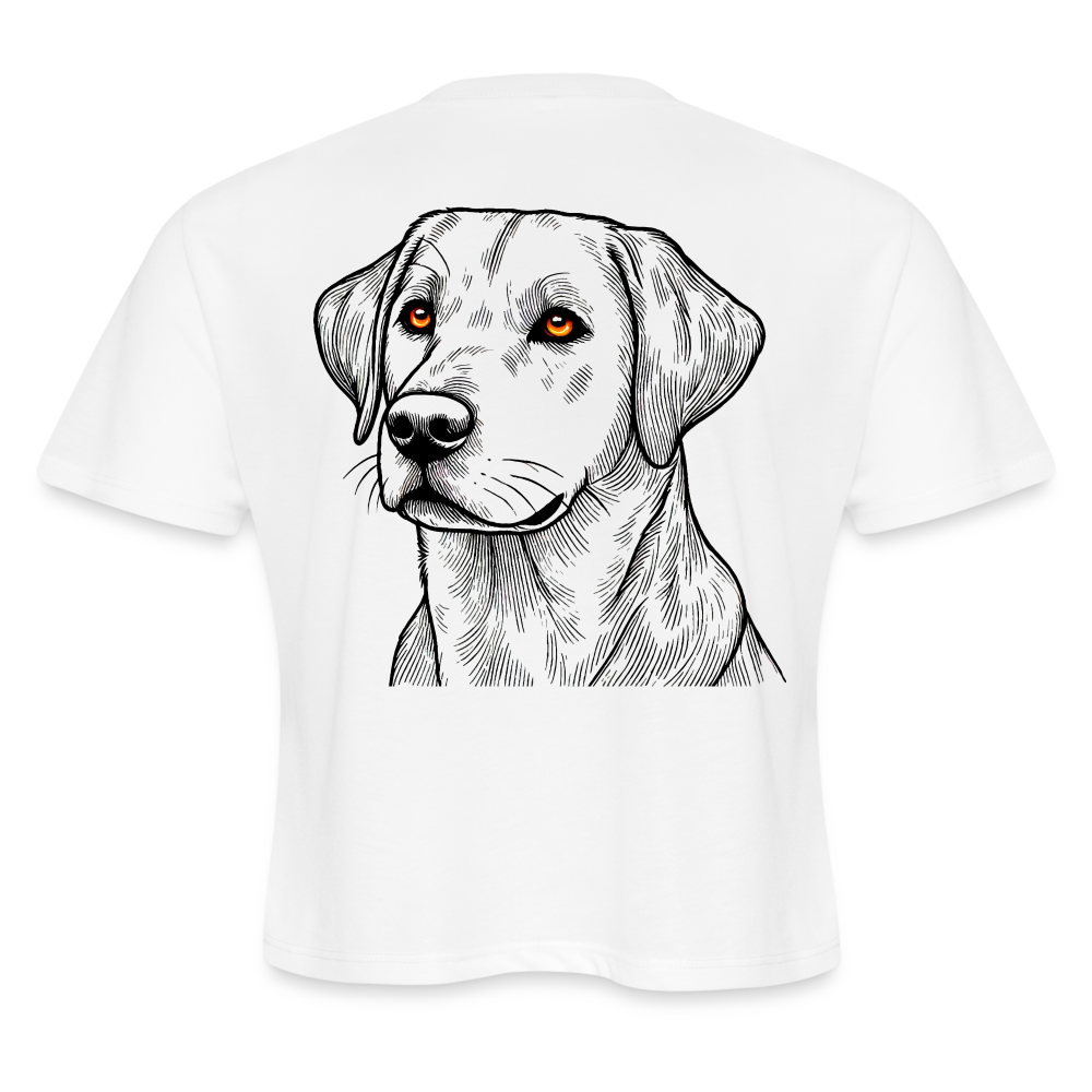 Women's Fine Line Labrador Graphic Cropped T-Shirt with Logo - white