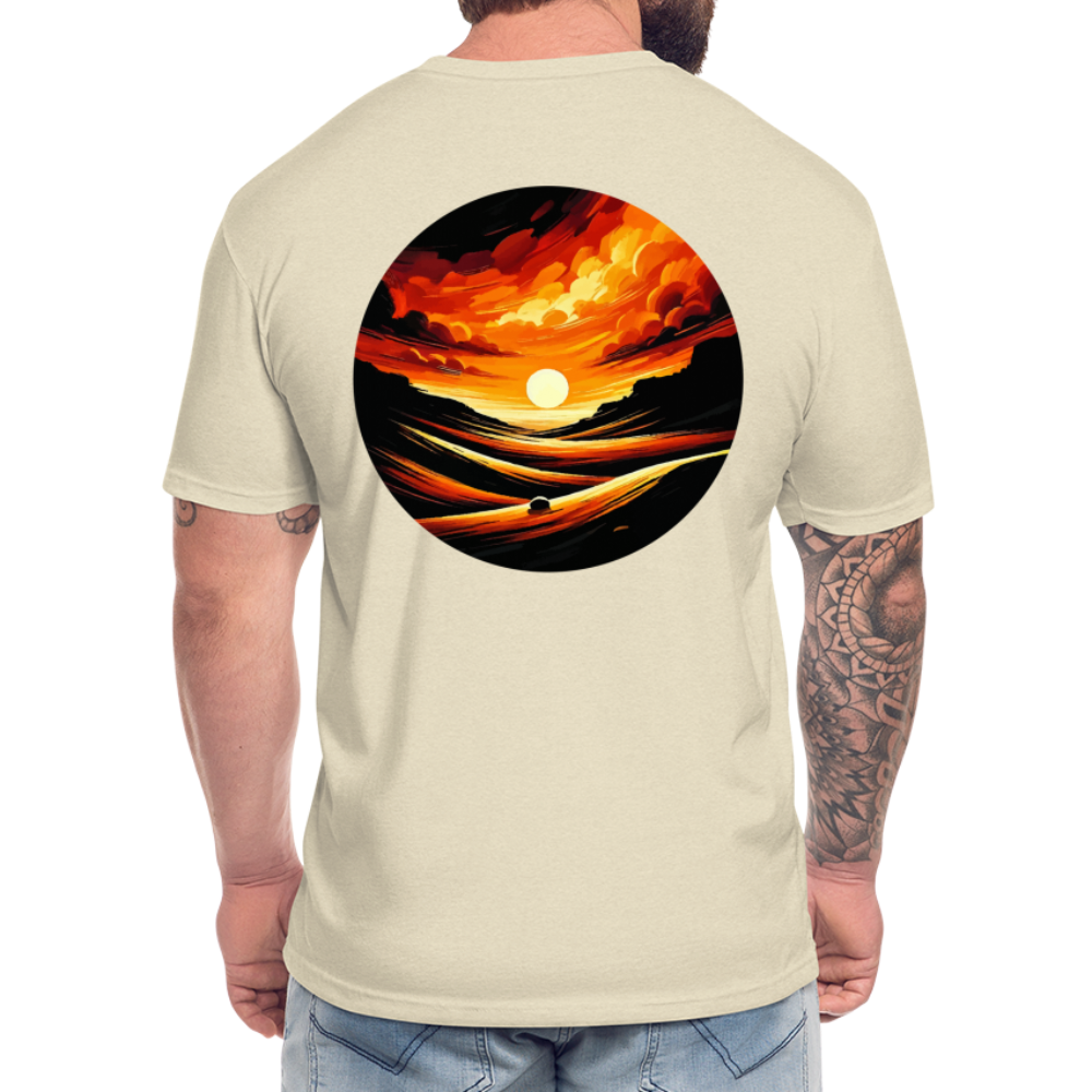 Desert Sunset Graphic Unisex Fitted Cotton/Poly T-Shirt with Logo - heather cream