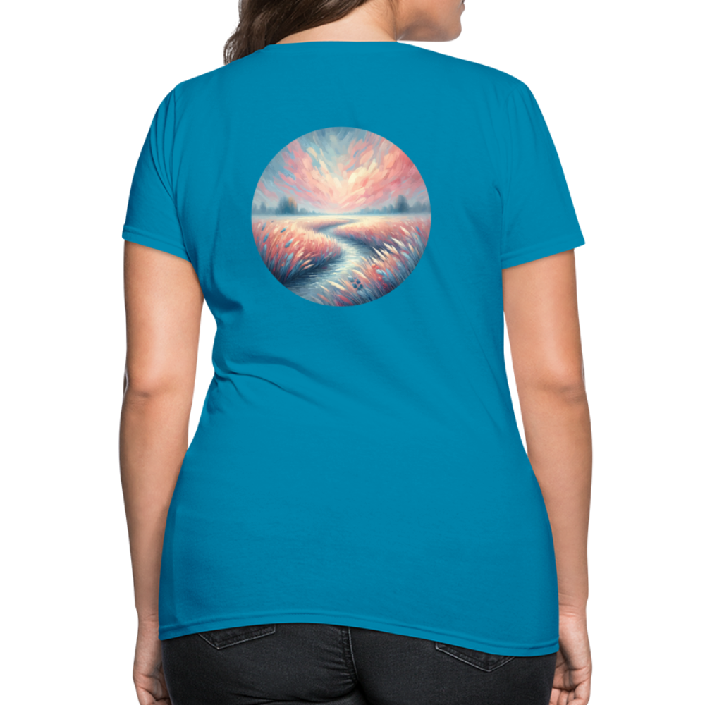 Women's River Meadow Graphic T-Shirt with Logo - turquoise