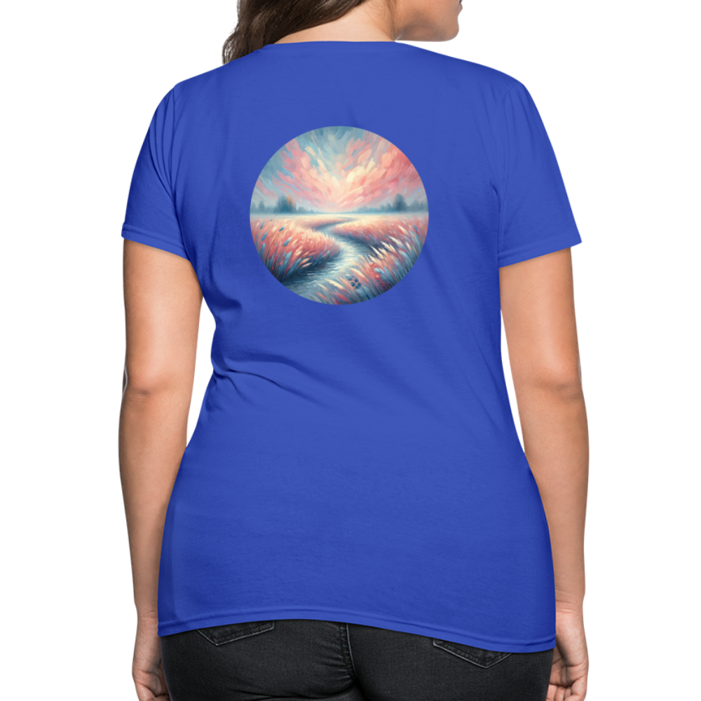 Women's River Meadow Graphic T-Shirt with Logo - royal blue