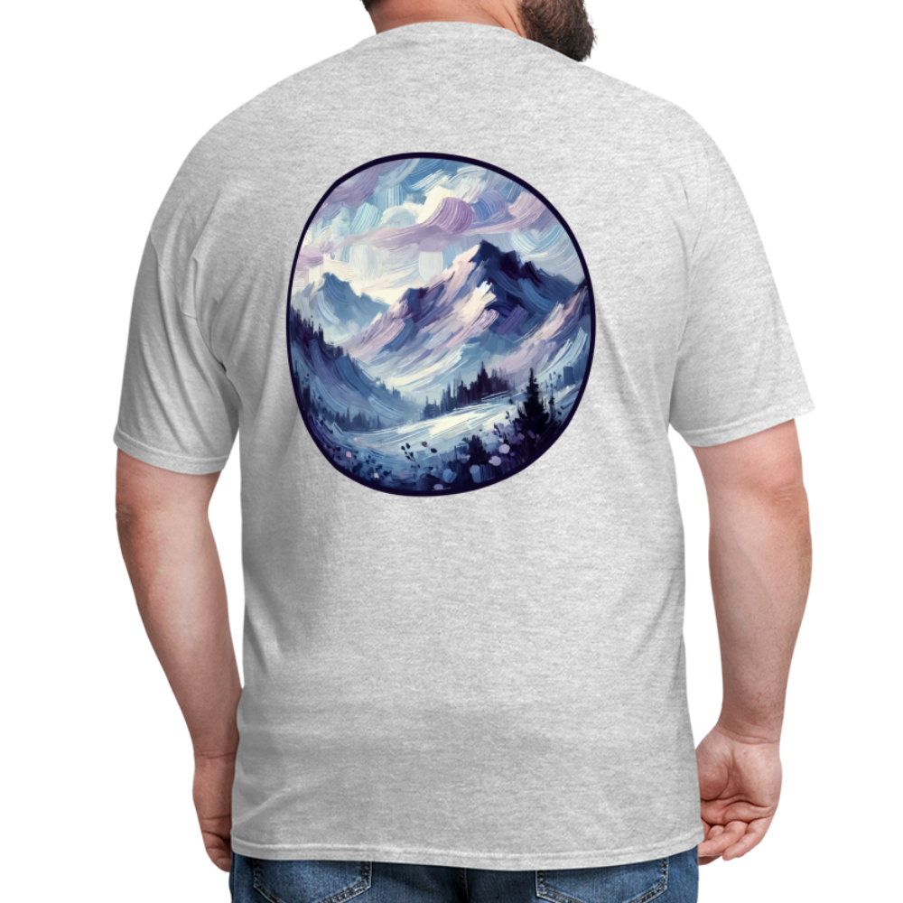 Lavender Blue Mountain Range Unisex Classic T-Shirt with Logo - heather gray