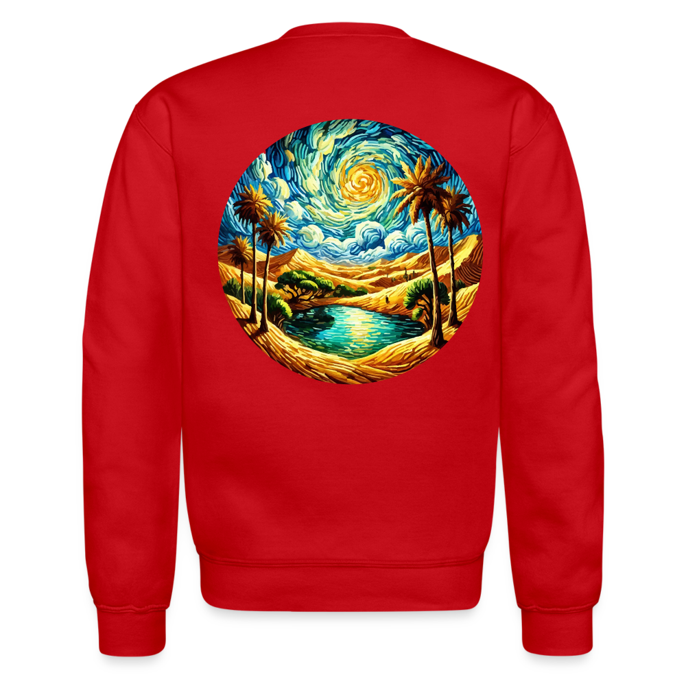 Desert Oasis Crewneck Sweatshirt with Logo - red