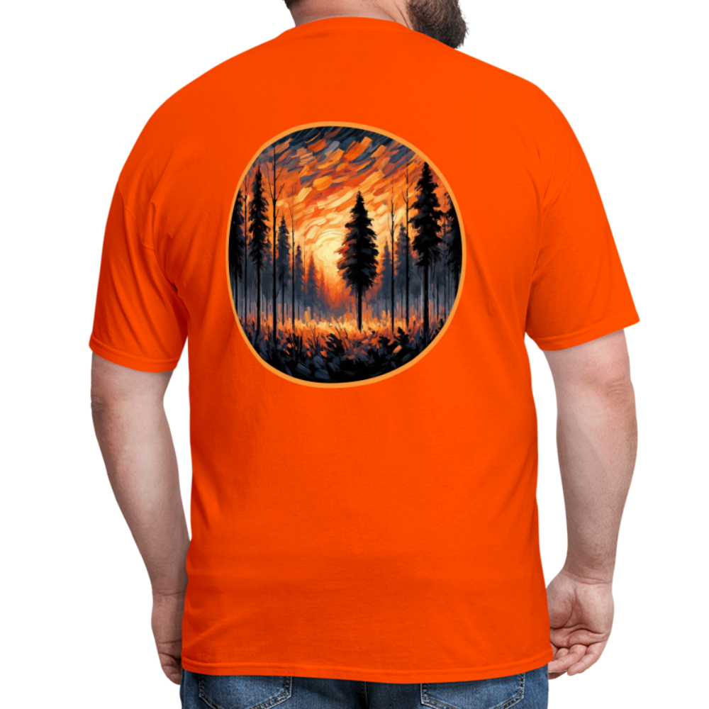 Orange Forest Sunset Unisex Classic T-Shirt with Logo - orange