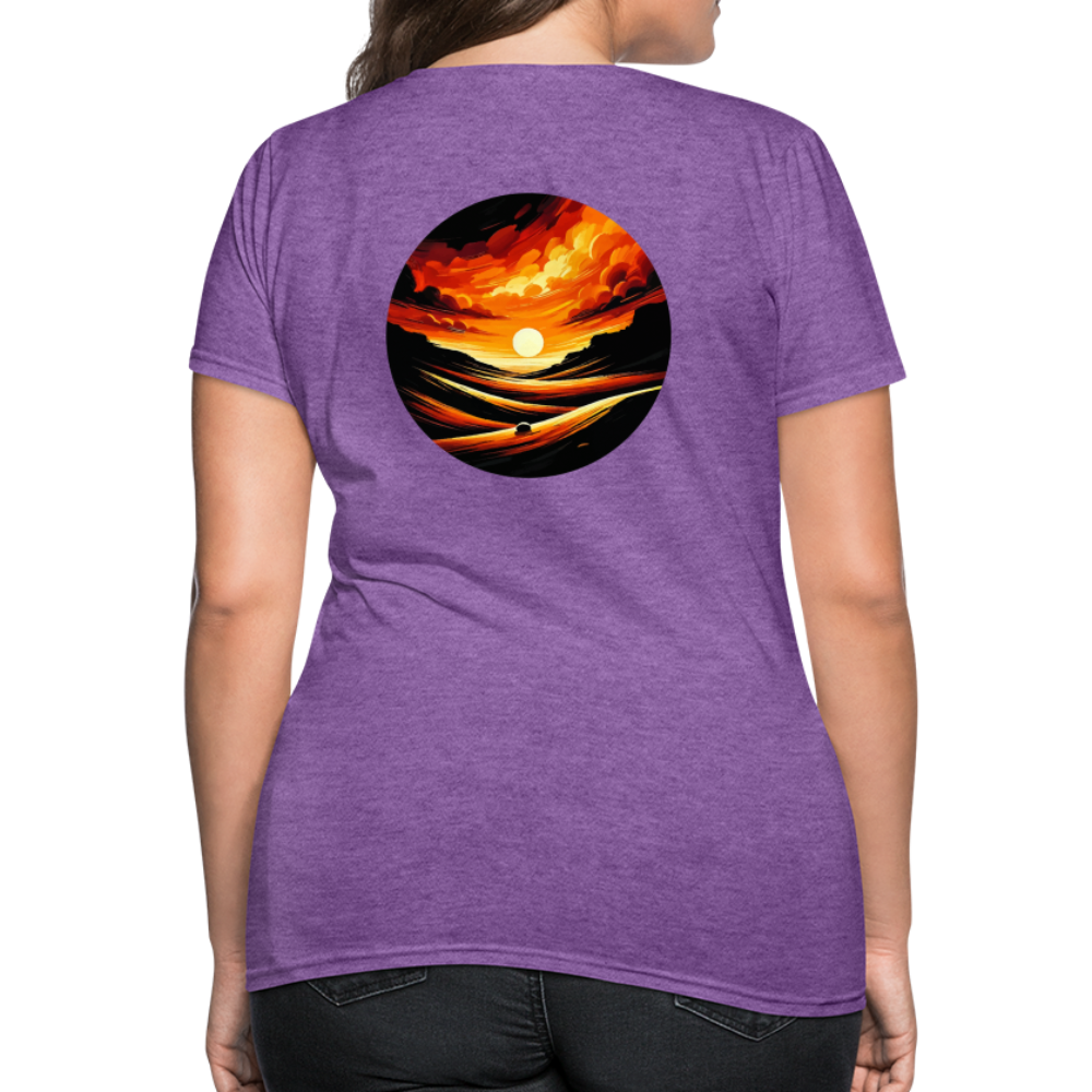 Women's Desert Sunset Graphic T-Shirt with Logo - purple heather