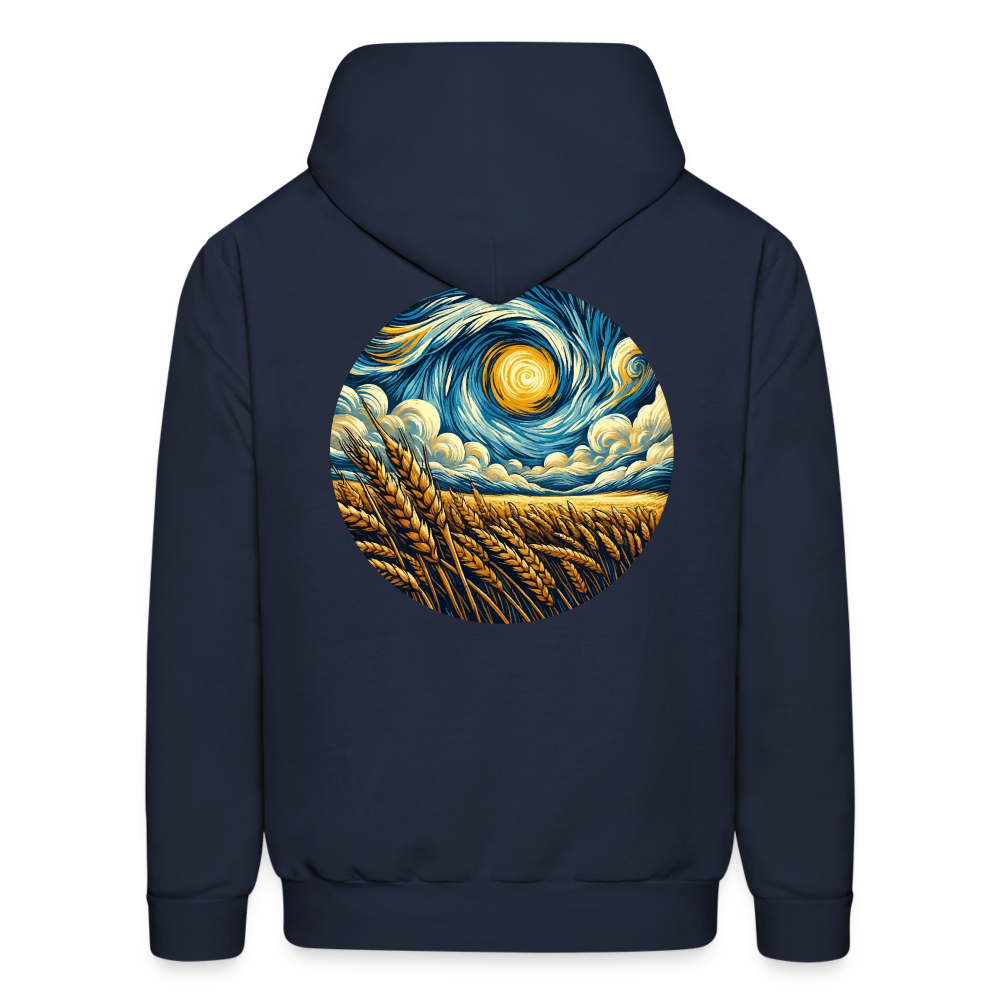 Men's Wheat Field Graphic Hoodie with Logo - navy