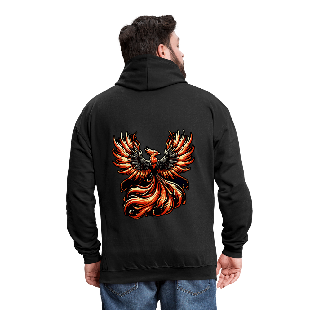 Phoenix Graphic Unisex Contrast Hoodie with Logo - black/asphalt