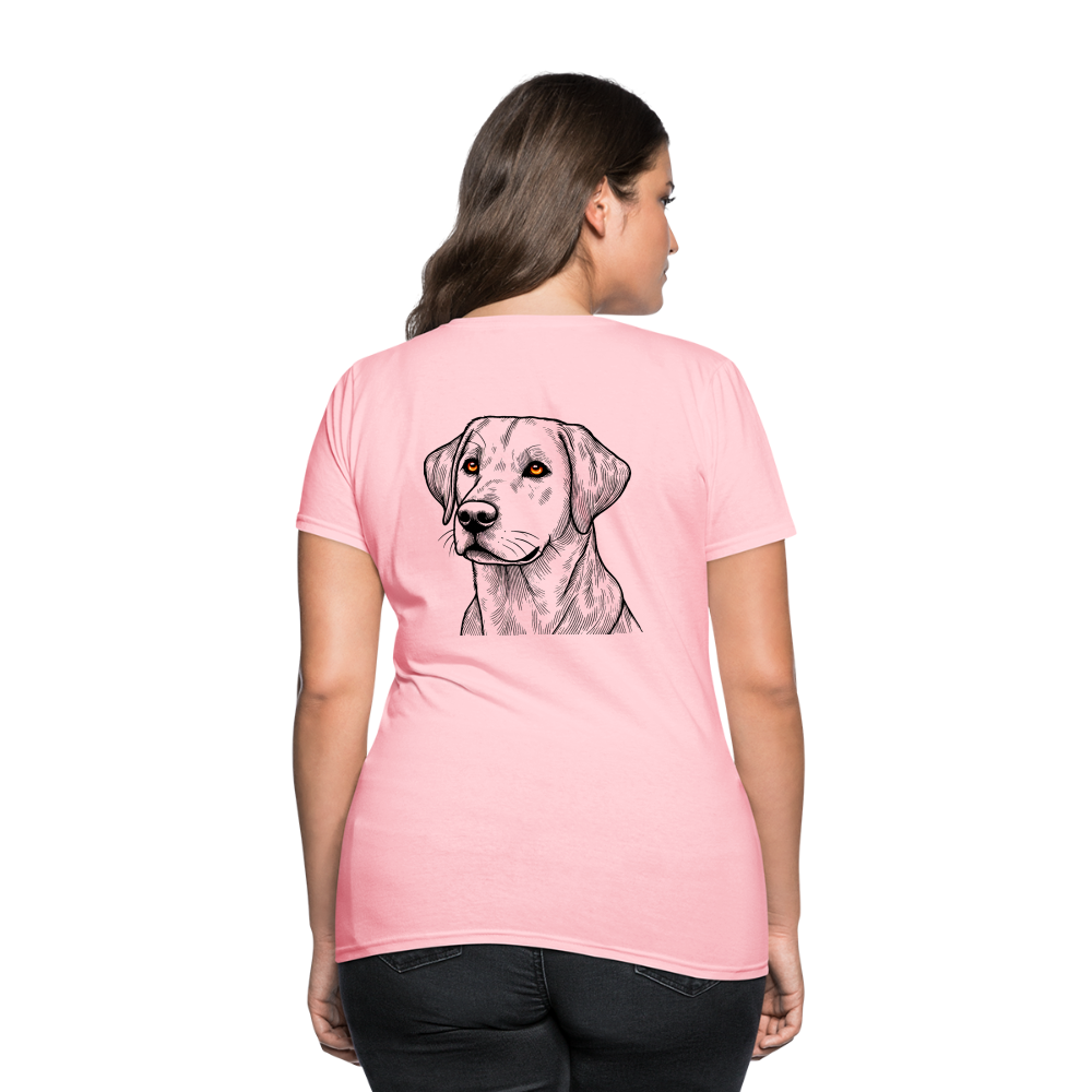 Women's Fine Line Labrador Graphic T-Shirt with Logo - pink